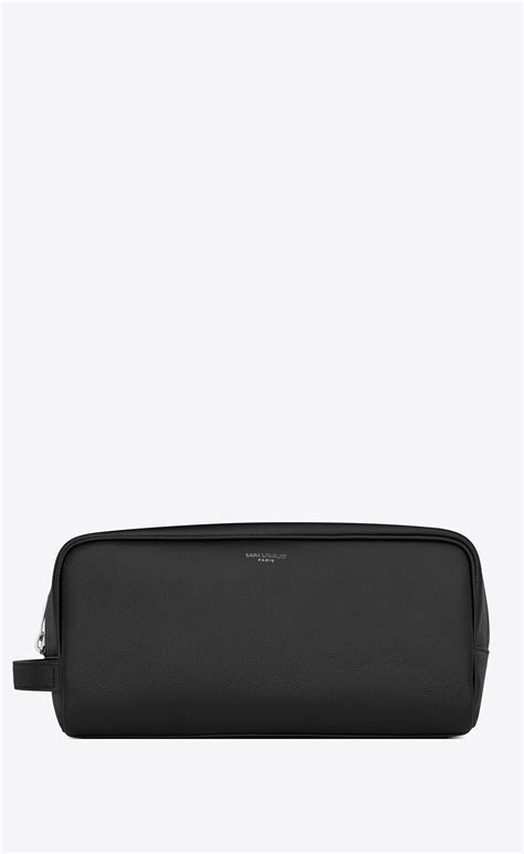 saint laurent paris petite trousse de toilette en cuir embossé grain 